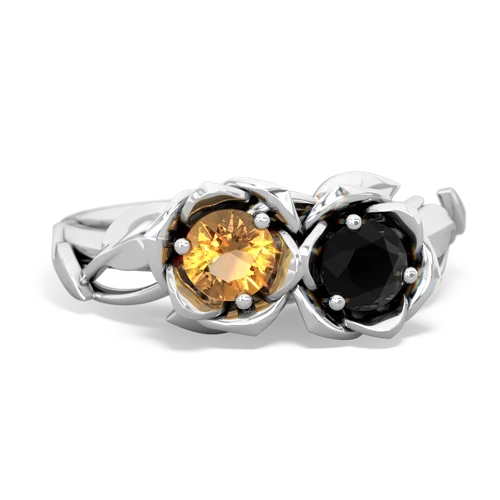 citrine-onyx roses ring