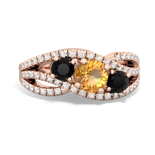 citrine-onyx three stone pave ring