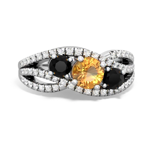 citrine-onyx three stone pave ring