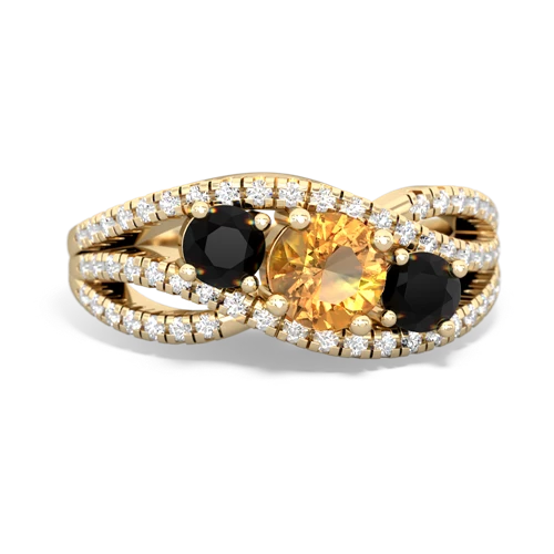 citrine-onyx three stone pave ring