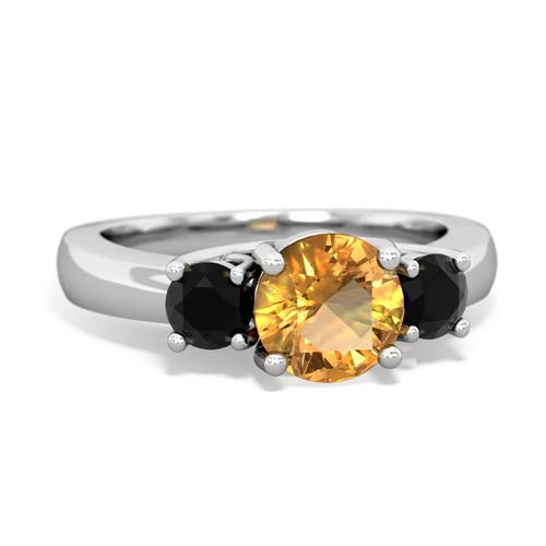 Citrine Genuine Citrine with Genuine Black Onyx and Lab Created Emerald Three Stone Trellis ring Ring