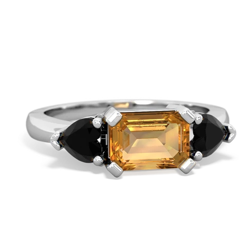 Citrine Genuine Citrine with Genuine Black Onyx and Lab Created Emerald Three Stone ring Ring