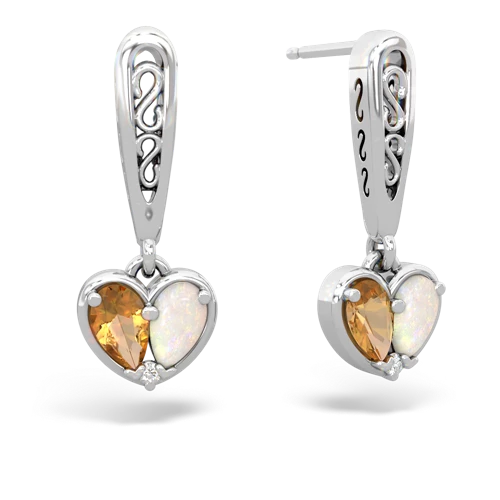 citrine-opal filligree earrings