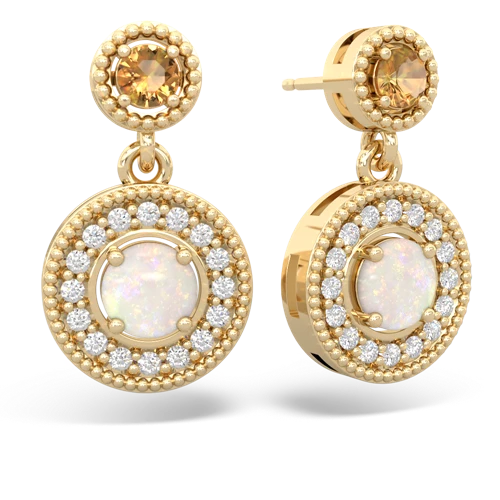 Citrine Genuine Citrine with Genuine Opal Halo Dangle earrings Earrings