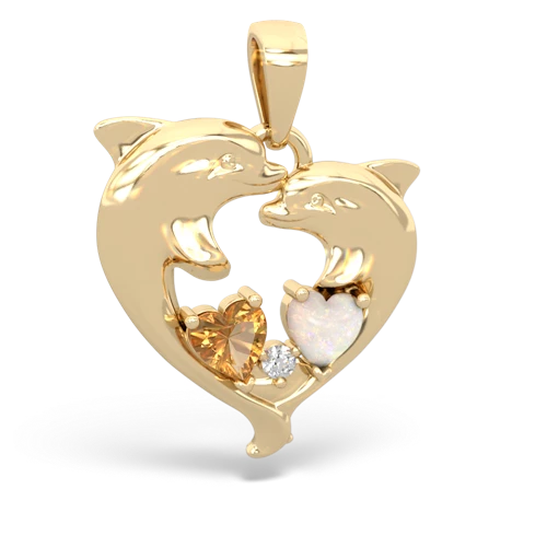 citrine-opal dolphins pendant