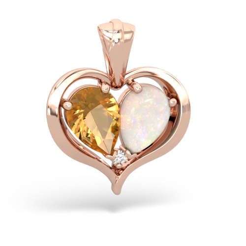 citrine-opal half heart whole pendant
