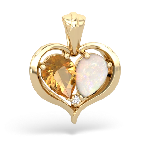 citrine-opal half heart whole pendant