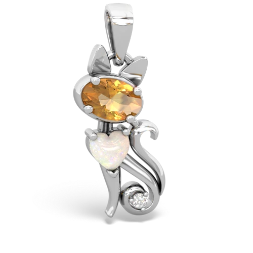 Citrine Genuine Citrine with Genuine Opal Kitten pendant Pendant