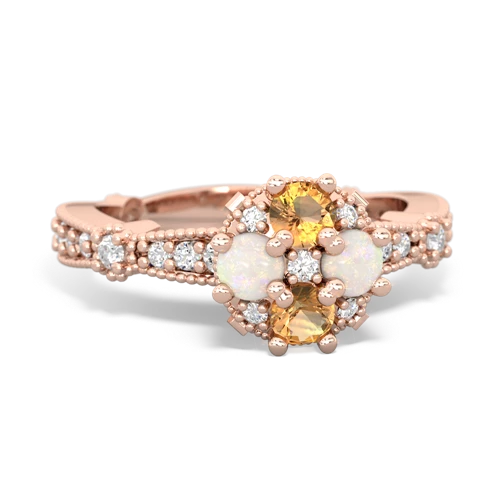 citrine-opal art deco engagement ring