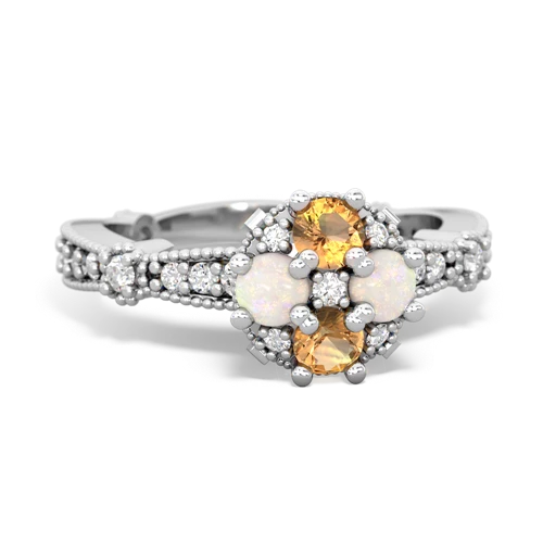 citrine-opal art deco engagement ring