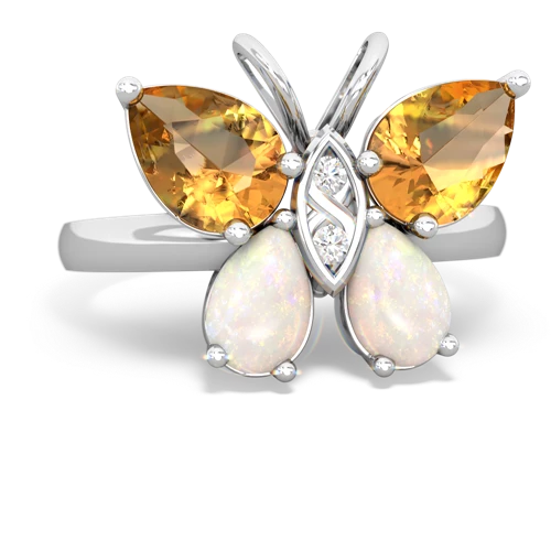 citrine-opal butterfly ring