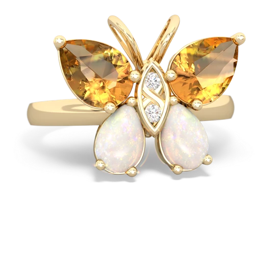 citrine-opal butterfly ring