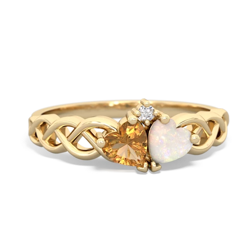 Citrine Genuine Citrine with Genuine Opal Heart to Heart Braid ring Ring