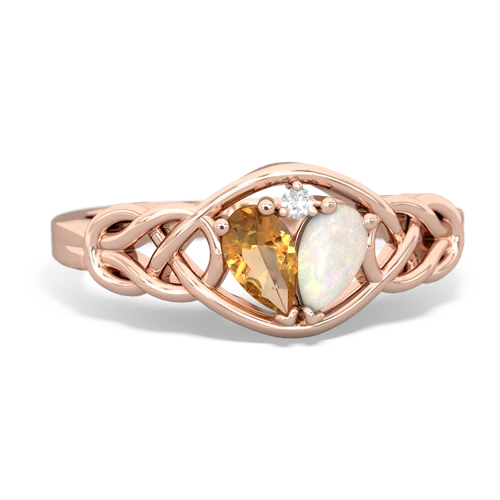 Citrine Genuine Citrine with Genuine Opal Celtic Love Knot ring Ring