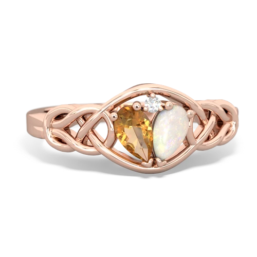 citrine-opal celtic knot ring