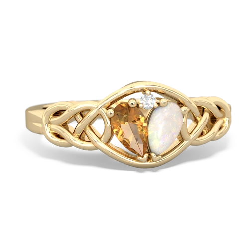 citrine-opal celtic knot ring