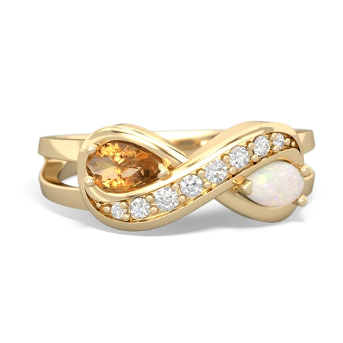 Citrine Genuine Citrine with Genuine Opal Diamond Infinity ring Ring