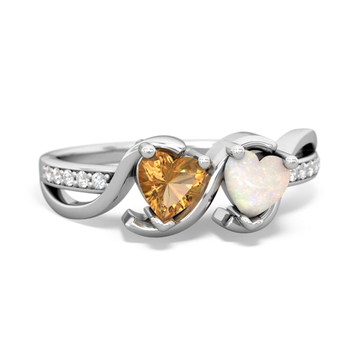 Citrine Genuine Citrine with Genuine Opal Side by Side ring Ring
