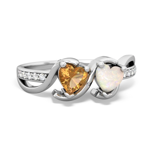 citrine-opal double heart ring