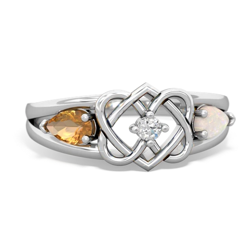 citrine-opal double heart ring