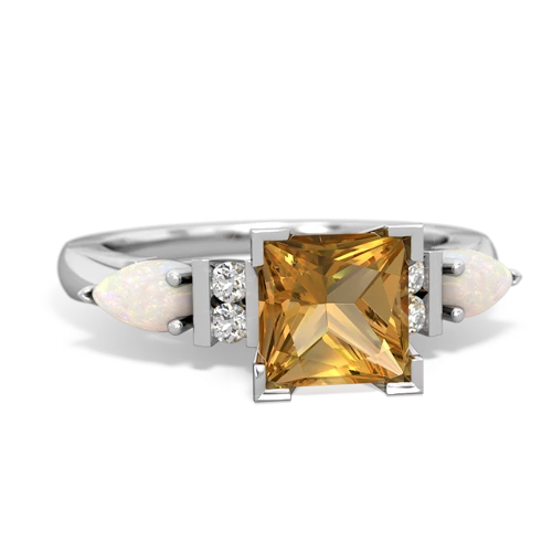 Citrine Genuine Citrine with Genuine Opal and Genuine Opal Engagement ring Ring