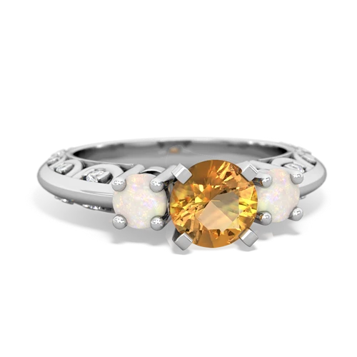 Citrine Genuine Citrine with Genuine Opal Art Deco ring Ring