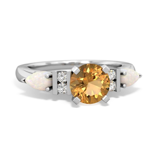 Citrine Genuine Citrine with Genuine Opal and  Engagement ring Ring