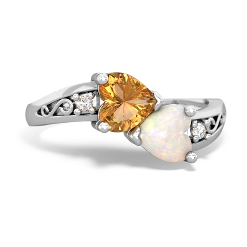 Citrine Genuine Citrine with Genuine Opal Snuggling Hearts ring Ring