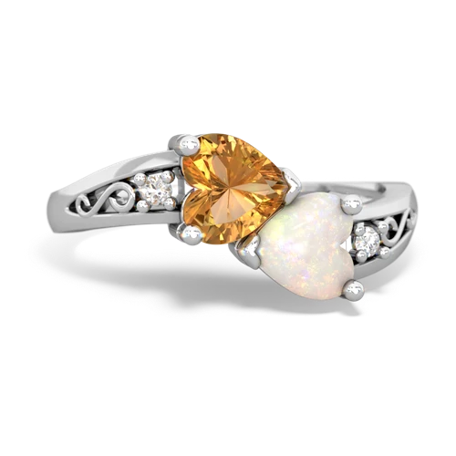 citrine-opal filligree ring