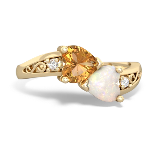 citrine-opal filligree ring