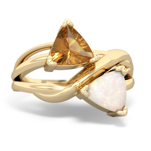 Citrine Genuine Citrine with Genuine Opal Split Band Swirl ring Ring