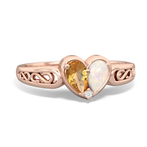 Citrine Genuine Citrine with Genuine Opal filligree Heart ring Ring