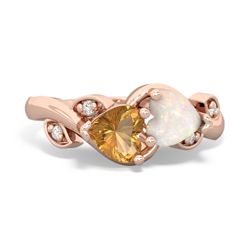 citrine-opal floral keepsake ring