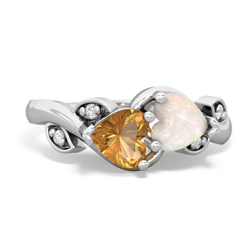 citrine-opal floral keepsake ring