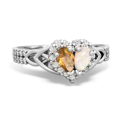 Citrine Genuine Citrine with Genuine Opal Celtic Knot Engagement ring Ring