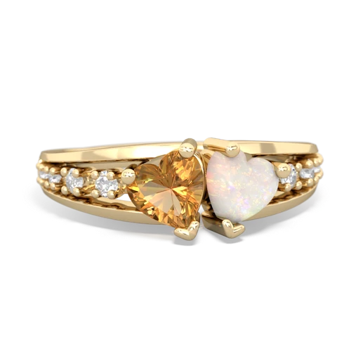 Citrine Genuine Citrine with Genuine Opal Heart to Heart ring Ring
