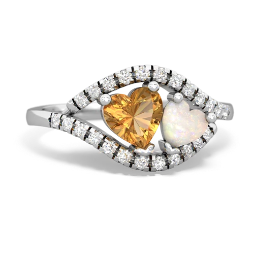 citrine-opal mother child ring