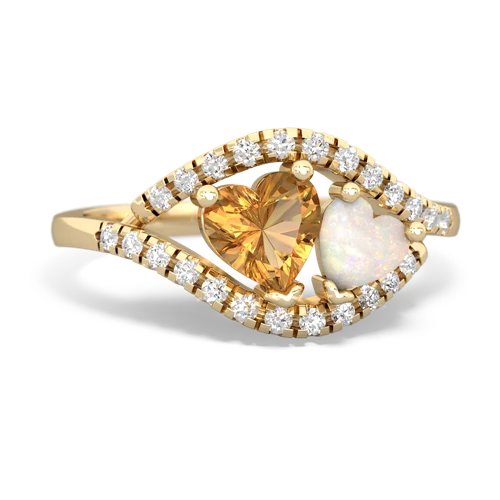 citrine-opal mother child ring