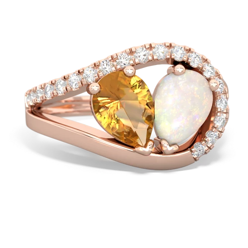 Citrine Genuine Citrine with Genuine Opal Nestled Heart Keepsake ring Ring
