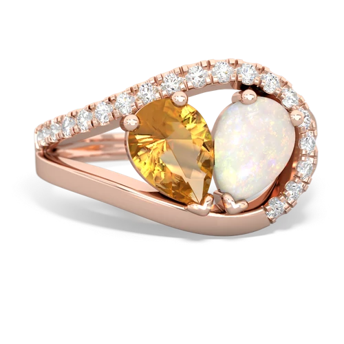 citrine-opal pave heart ring