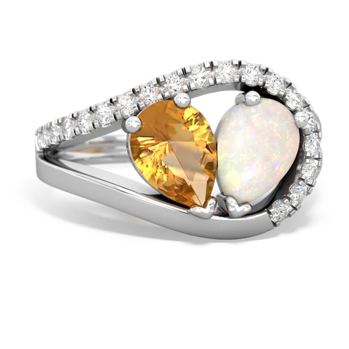 citrine-opal pave heart ring