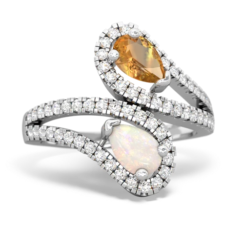 Citrine Genuine Citrine with Genuine Opal Diamond Dazzler ring Ring