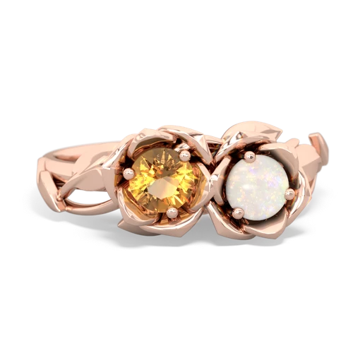 Citrine Genuine Citrine with Genuine Opal Rose Garden ring Ring