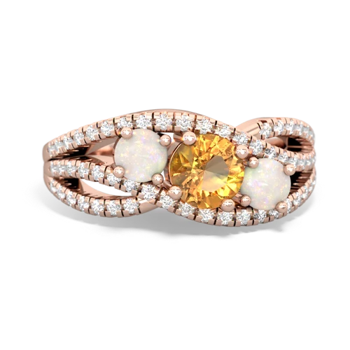 citrine-opal three stone pave ring