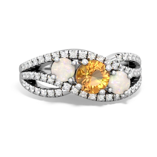 citrine-opal three stone pave ring