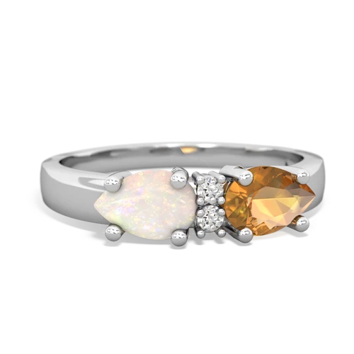 Citrine Genuine Citrine with Genuine Opal Pear Bowtie ring Ring