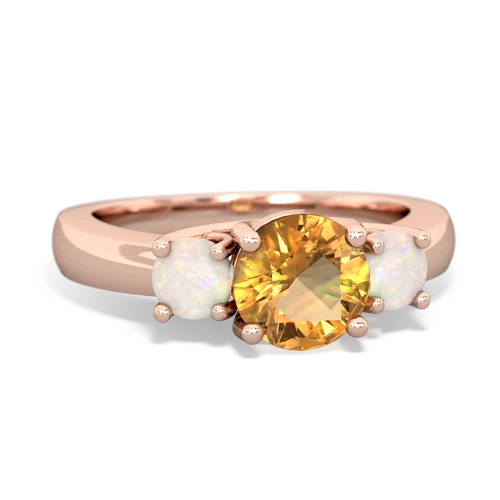 Citrine Genuine Citrine with Genuine Opal and Lab Created Pink Sapphire Three Stone Trellis ring Ring