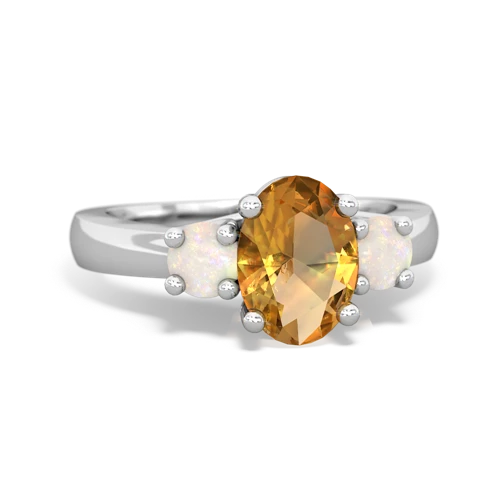 Citrine Genuine Citrine with Genuine Opal Three Stone Trellis ring Ring