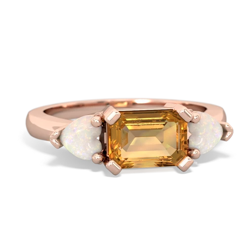 Citrine Genuine Citrine with Genuine Opal and  Three Stone ring Ring