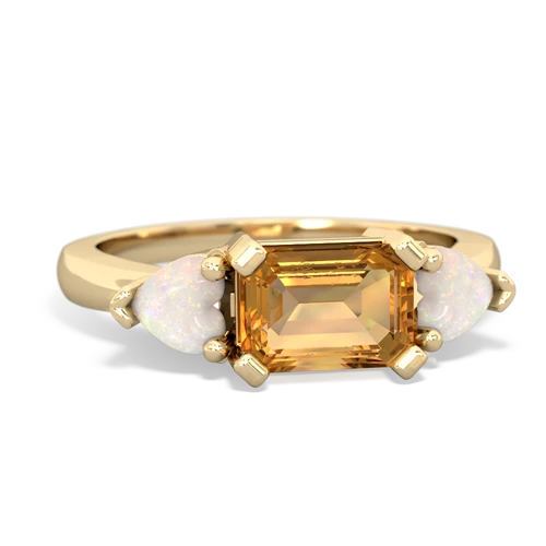 Citrine Genuine Citrine with Genuine Opal and Lab Created Pink Sapphire Three Stone ring Ring